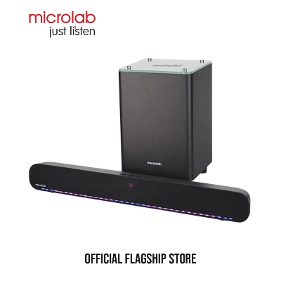 Picture of Microlab ROCKBAR 500 Color LED Design Soundbar - Color LED Design Soundbar - Output power: 60W RMS (15W x 2 + 30W) - Interfaces: Bluetooth, Aux, Optical, Remote - Independent subwoofer, more pure sound