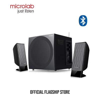 Picture of Microlab M300U 2.1 Multimedia M-Series Speaker - 2.1 Multimedia M-Series Speaker - Output power: 38 Watt (RMS) - Interfaces: USB, SD, AUX, FM - Body: Wooden Cabinets