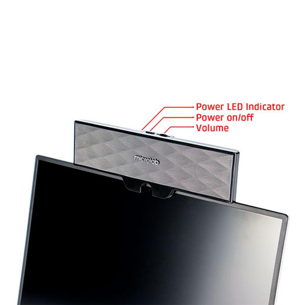 Picture of Microlab B51 USB Speaker - USB Speaker - Output power: 4 Watt RMS - Input: 3.5mm stereo line in - Color: Black - Speaker for Monitor