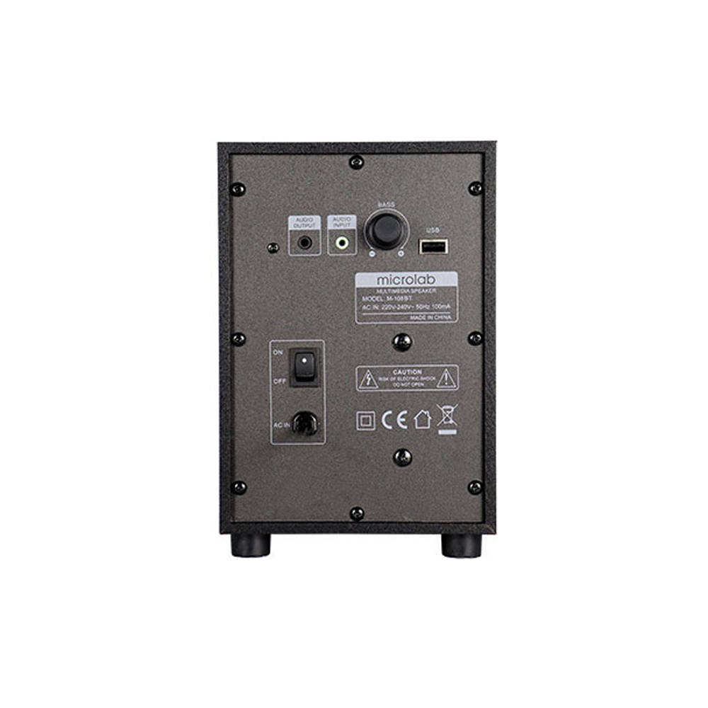 Picture of Microlab M108U BT 2.1 Multimedia M-Series Speaker - 2.1 Multimedia M-Series Speaker - Output power: 12 Watt (RMS) - Interfaces: Bluetooth, USB, SD, AUX, FM - Body: Wooden Cabinets- 2.1 Multimedia M-Series Speaker