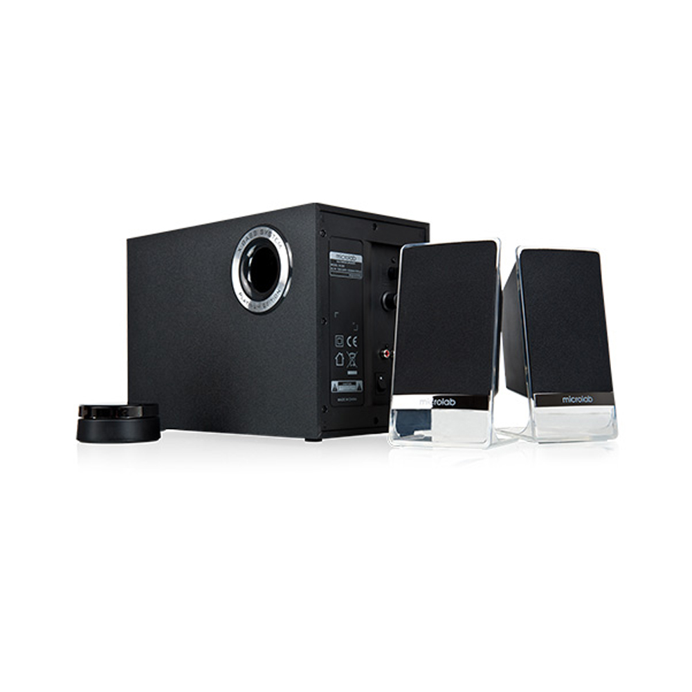 Picture of Microlab M-200BT Platinum 2.1 Multimedia Speaker- 2.1 Multimedia M-Series Speaker - Output power: 50 Watt (RMS) - Interfaces: Din Jack, Bluetooth, AUX, Wired Remote - Body: Transparent Satellites - Platinum 2.1 Multimedia Speaker