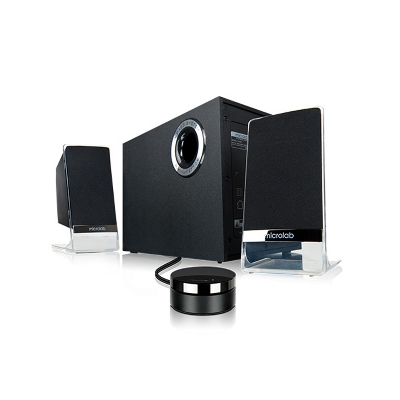 Picture of Microlab M-200BT Platinum 2.1 Multimedia Speaker- 2.1 Multimedia M-Series Speaker - Output power: 50 Watt (RMS) - Interfaces: Din Jack, Bluetooth, AUX, Wired Remote - Body: Transparent Satellites - Platinum 2.1 Multimedia Speaker