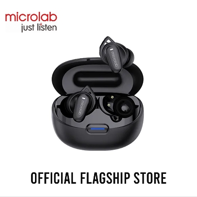 Picture of Microlab Wisepods ANC03 TWS ANC Earbuds - Black/White - TWS Active Noise Cancellation Bluetooth Earbuds - Bluetooth version: V5.3 with Range 10 Meter - Battery: Built-in Large Capacity 400mAh Battery
