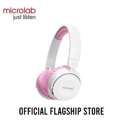 Picture of Microlab HB21 Bluetooth Headphone - Black/Pink -  Bluetooth V5.3 Stereo - 40mm Drivers with 108 dB Sensitivity - Built-in microphone - Features: Wireless Calls, Voice Prompts & FM Radio