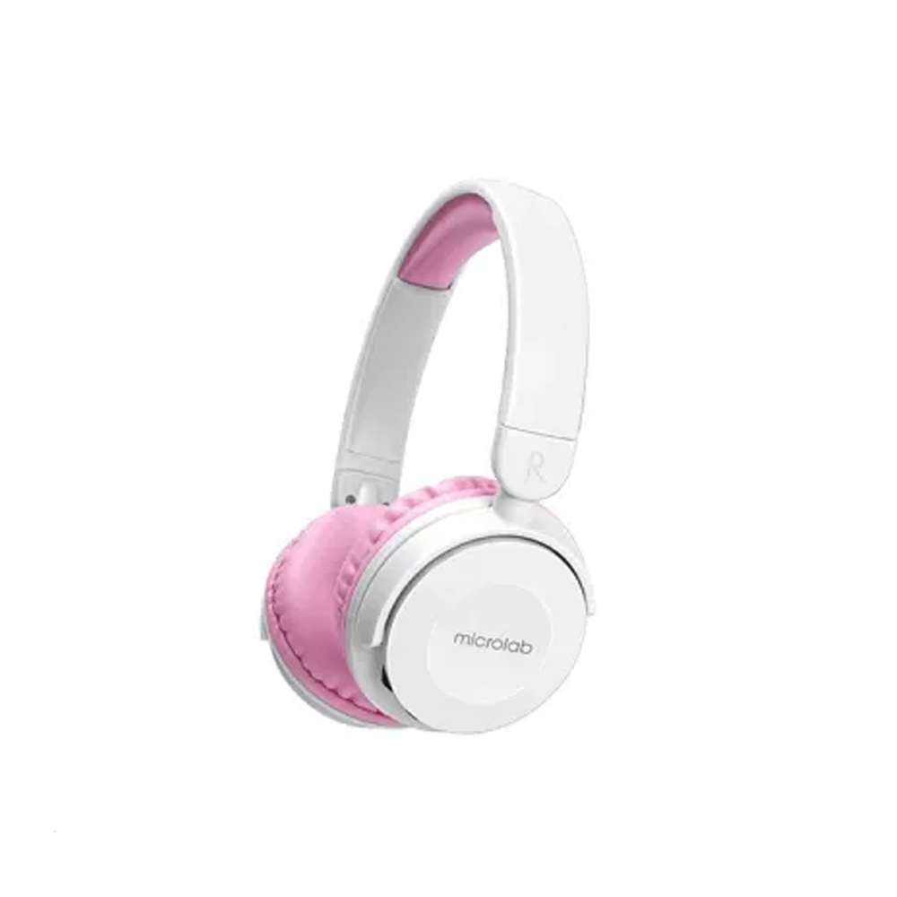 Picture of Microlab HB21 Bluetooth Headphone - Black/Pink -  Bluetooth V5.3 Stereo - 40mm Drivers with 108 dB Sensitivity - Built-in microphone - Features: Wireless Calls, Voice Prompts & FM Radio