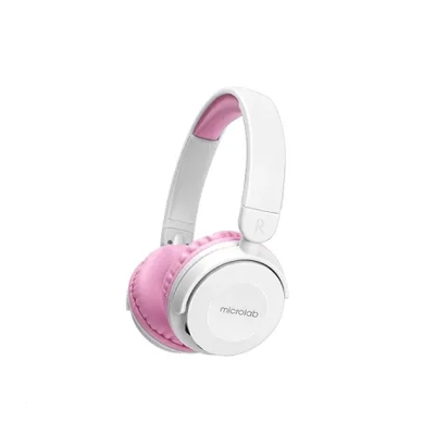 Picture of Microlab HB21 Bluetooth Headphone - Black/Pink -  Bluetooth V5.3 Stereo - 40mm Drivers with 108 dB Sensitivity - Built-in microphone - Features: Wireless Calls, Voice Prompts & FM Radio