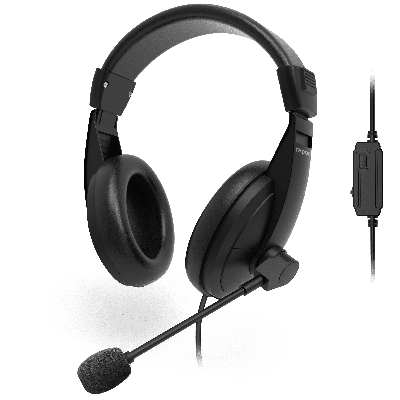 Picture of Rapoo H150S USB Stereo Headphone - High-quality stereo sound output - High-resolution 40mm Speaker - Microphone noise reduction &adjustable rotation - Volume Control with mute button - Featherweight design with memory foam earpads