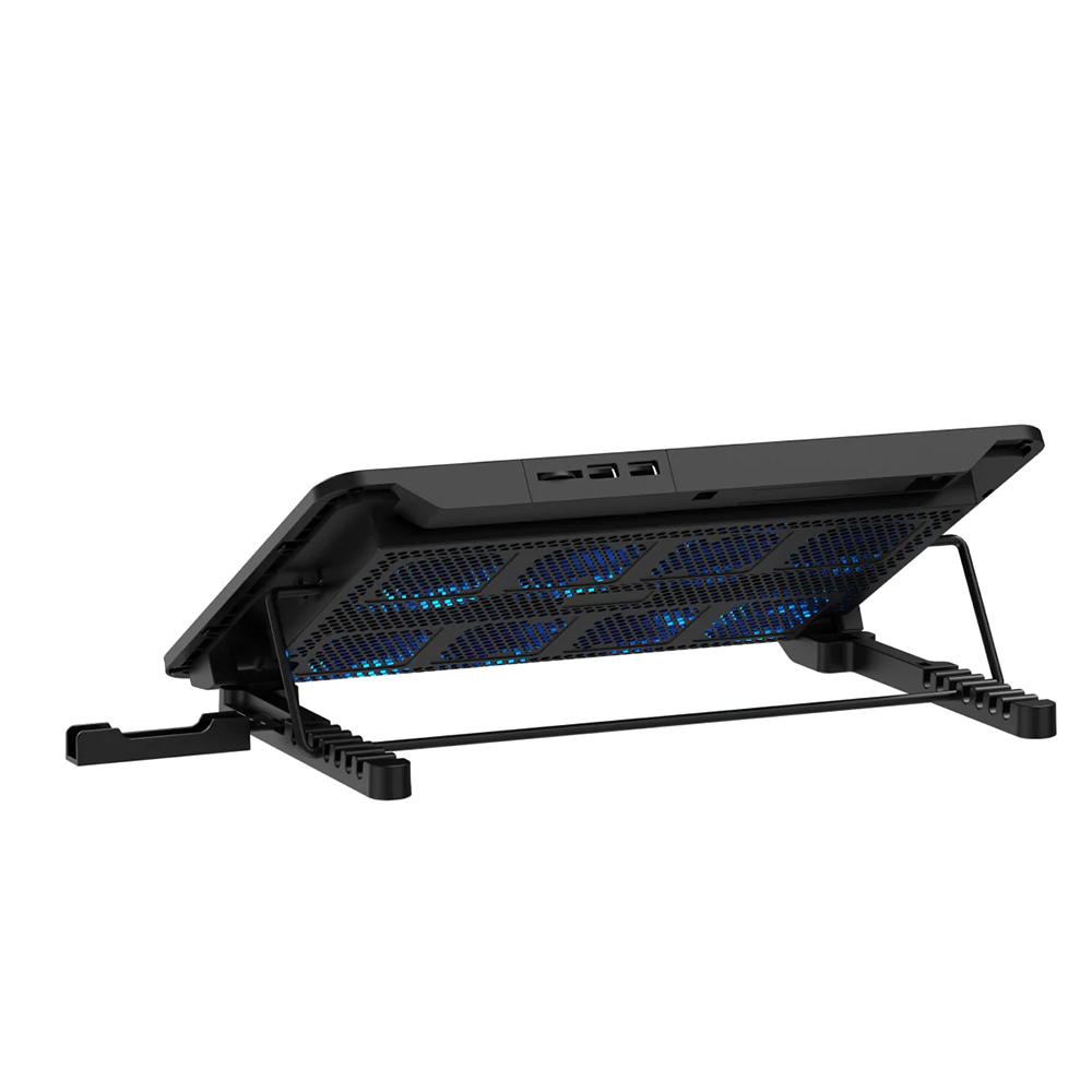 Picture of Rapoo CF300 High Efficiency Laptop Cooling Pad - High-efficiency cooling with 8 high-speed fans to prevent overheating and maintain stable performance - Ergonomic 7-level height adjustment for comfortable viewing and typing - Built-in phone stand