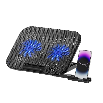 Picture of Rapoo CF200 High Efficiency Laptop Cooling Pad - High-Efficiency Cooling: Two powerful fans quickly reduce laptop heat to prevent throttling and maintain stable performance - Ergonomic Design: Six adjustable height levels -  built-in phone stand