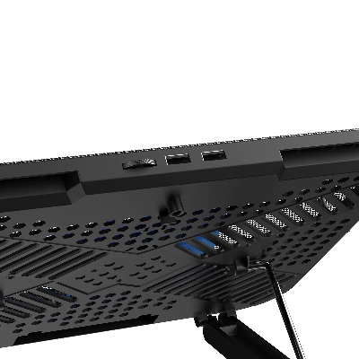 Picture of Rapoo CF100 High Efficiency Laptop Cooling Pad - High-efficiency cooling with a 130mm silent fan to prevent laptop overheating - Ergonomic 6-level height adjustment for comfortable viewing and typing- Built-in phone stand for convenient multi-device use