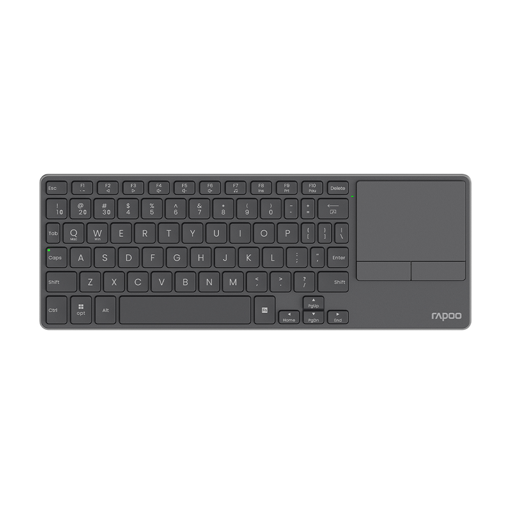 Picture of Rapoo E900T Portable Wireless Keyboard with Touchpad - Black/White  - Tri-mode wireless (Bluetooth 5.0/4.0 + 2.4GHz) for wide device compatibility - Ultra-thin (0.15in) and portable design - Touchpad with multi-gesture support for Windows/Mac