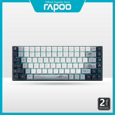 Picture of Rapoo MT510PRO (White Blue) Silver-Switch Multi-mode Wired Wireless Keyboard 75% with 84-key layout 7 modes Ice Blue Backlight