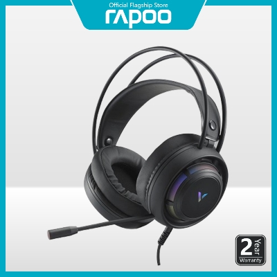 Picture of Rapoo VH360 USB Gaming Headset - Virtual 7.1 channel surround sound for an immersive gaming experience - Dual microphones with detachable noise-canceling mic and built-in mic - Dynamic RGB backlighting and ergonomic over-ear design  memory foam cushioNS