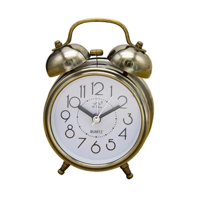 Picture of Retro Alarm Clock Silent Pointer Clocks Dual Bell Night Light Bedroom Decor Home Decor Vintage Antique Portable Alarm Clock