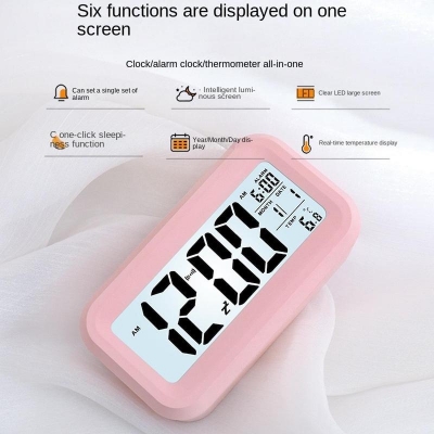 Picture of LED Display Time Alarm Clock Night Lights Thermoeter Lamp Snooze Rectangle Function Desk Clocks(Multicolor)