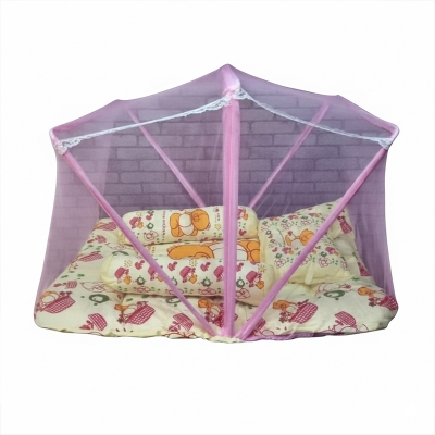 Picture of Comfortable Baby Bed with Built-in Mosquito Net and Soft Pillow - Multi-Color Option for Safe and Cozy Sleep