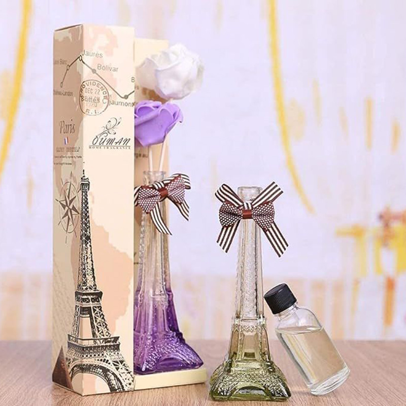 Picture of Eiffel Tower Glass Flower Vase Reed Diffuser, Aromatherapy Essential Oil- Multicolor Home Fragrances - Risk-Free - Easy to use - 60 ml (Pack of 1 pcs)