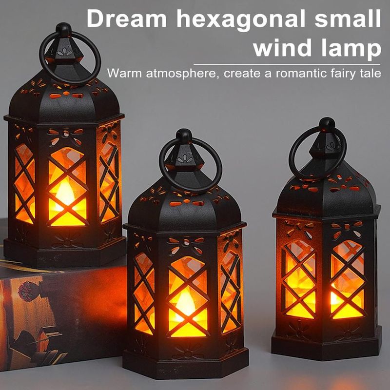Picture of Electronic Candle Light High Brightness Flicker Free Battery-Operated Retro Design Desk Lantern Lamp Decoration