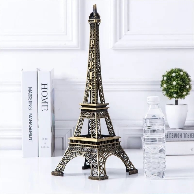 Picture of Antique Finish Paris Eiffel Tower Miniature Metal Statue, Room, Cabinet, Office Decorative Showpiece (10cm)