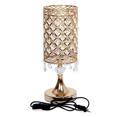 Picture of Golden Crystal Table Lamp for Bedroom, Living Room, Dining Room, Kitchen,Study Decorative Bedside Nightstand Desk Lamp Shade for Home, Hall,Office,Hotels,Classic Golden Crystal Table Lamps
