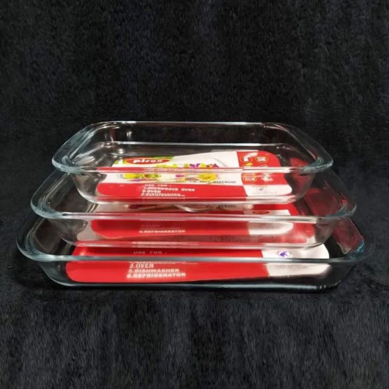 Picture of Pirax Oven Proof Glass Serving Dish - Transparent 3 Pcs Set