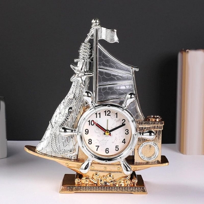 Picture of Sailing Clock Home Gift Smooth Antique Screen Creative Decoration Digital Silver