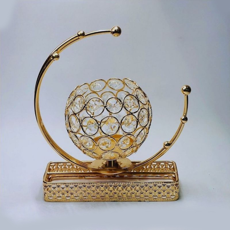 Picture of Crystal & Iron Candle Holders Moon Shaped Candlestick For Home Decoration