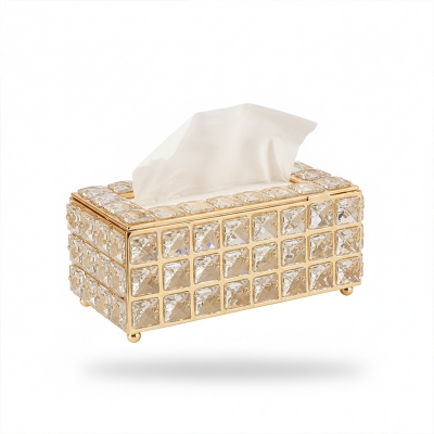 Picture of Tray Paper Rack Crystal Facial Tissue Box Holder Crystal Cube Napkin Dispenser Bedroom Office Hotel Cafe Coffee House Bar - bathroom accessories