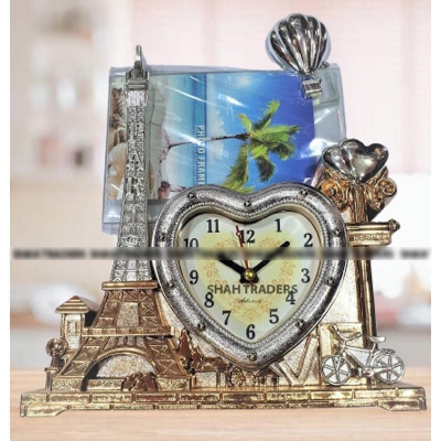 Picture of Eiffel Tower Frame with Love Alarm Table Clock Showpiece