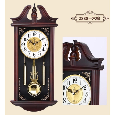 Picture of Luxury Imitation Wood Grain Retro Silent Swing Wall Clocks Large Pendulum Wall Clocks Living Room Reloj De Pared Modern Design