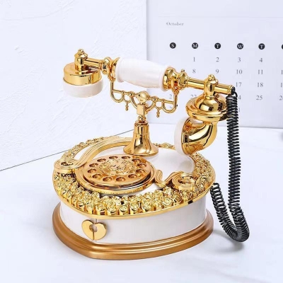 Picture of Light Luxury Classic Style Dial Old-fashioned Telephone Music Box Home Desk Porch Home Decoration Living Room Decoration