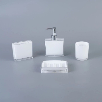 Picture of 4Pcs/Set Bathroom Gadgets Dispenser Cup Soap Dish Toothbrush Holder Bathroom Accessorie (Color : White)