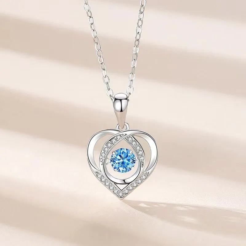 Picture of Heart Beat Blue 925 Silver Neckless For Women 100% Color Gurantee