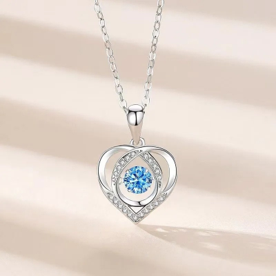Picture of Heart Beat Blue 925 Silver Neckless For Women 100% Color Gurantee