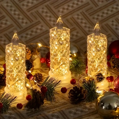 Picture of Crystal LED Candle Lights – Battery-Powered Tealight with Diamond Sparkle for Wedding, Party, Christmas, Valentine’s Day & Home Decor