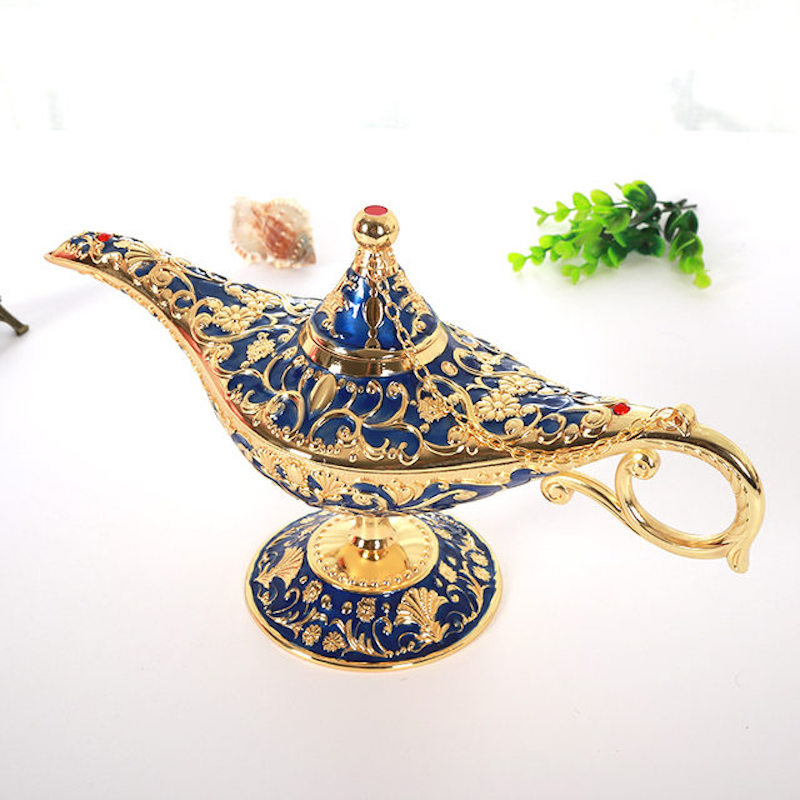Picture of Vintage Aladdin Magic Genie Lamp – Mini Retro Decorative Metal Statue for Home, Table & Gift Decor