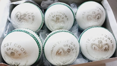 Picture of Cricket Ball White Leather in 4 pat