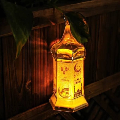 Picture of Ramadan Lantern Decor Plastic LED Eid Mubarak Lamp Exquisite Battery Powered Ramadan Festival Light Home for Tabletop Decor
