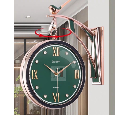 Picture of European style living room large silent double-sided wall clock creative modern quartz wall clock