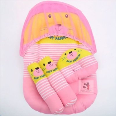 Picture of Large Soft & Comfortable Newborn Baby Bedding Set with Protective Mosquito Net & 3 Pillows