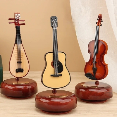 Picture of Classical instrument music box home wine cabinet decoration violin and guitar octave box home decoration