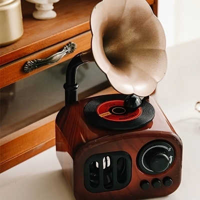 Picture of Vintage Gramophone Music Box, Mechanical Clockwork Musical Box for Home Classical Valentine's Day