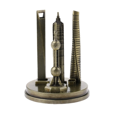 Picture of Shanghai Oriental Pearl TV Tower Ornaments Marker Dots Bronze Statue Decoration House #2
