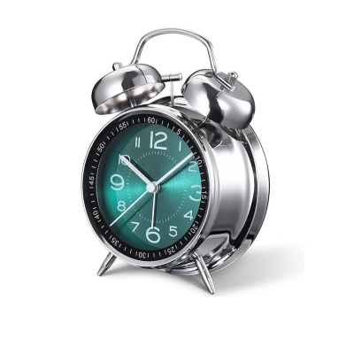 Picture of Loud Alarm Clock for Heavy Sleepers, 4.5", Silent Quartz, Back Light, Dual Clock Suitable for Adults, Retro Makes You a Punctual Person Silent Non-Ticking Bedside Alarm Clock,  Metal Structure, Retro Vintage Design with Twin Bell