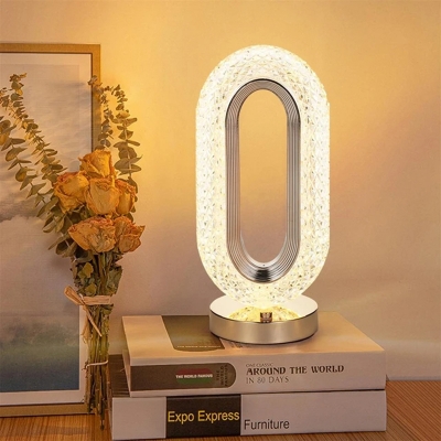 Picture of Crystal oval table lamp, USB rechargeable, creative atmosphere, night light, living room, bedroom, bedside, modern, luxury