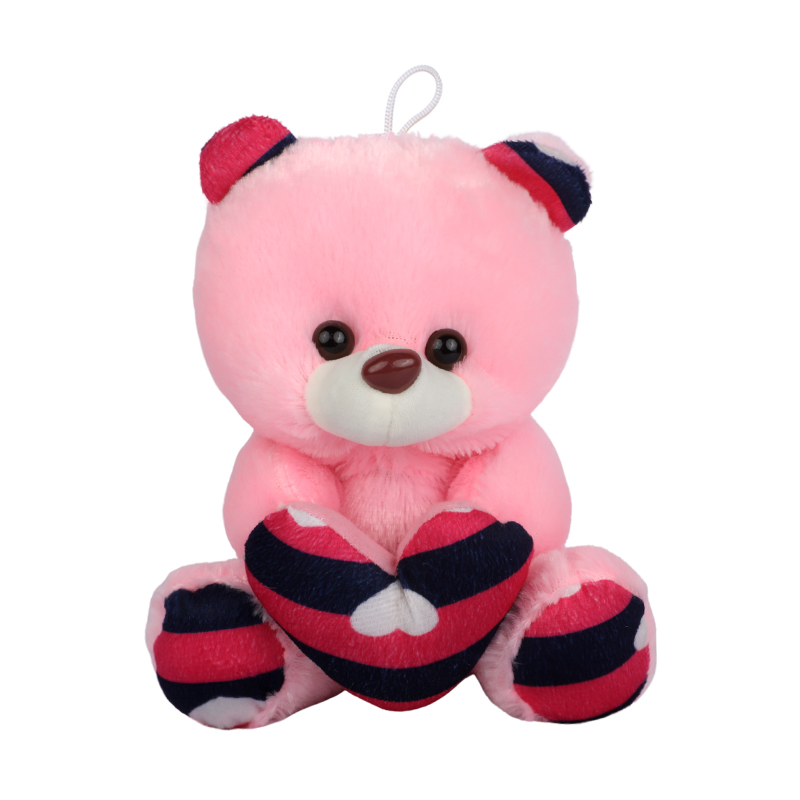 Picture of Cute Pink Teddy Bear Stuffed Toy with Pink & Golden Heart