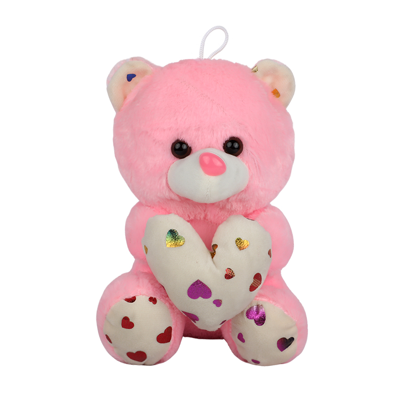 Picture of Cute Pink Teddy Bear Stuffed Toy with Pink & Golden Heart