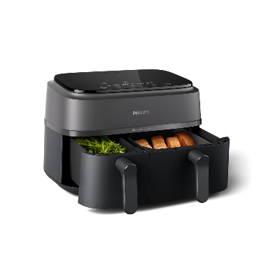 Picture of "Philips Airfryer NA350/00 – Dual Drawer, 9.5 Qt (9L) Capacity *Special Feature Programmable, *Temperature Control,* Timer Product Dimensions *15""D x 17.4""W x 12.3""H*Capacity 9 Liters *Material Plastic"
