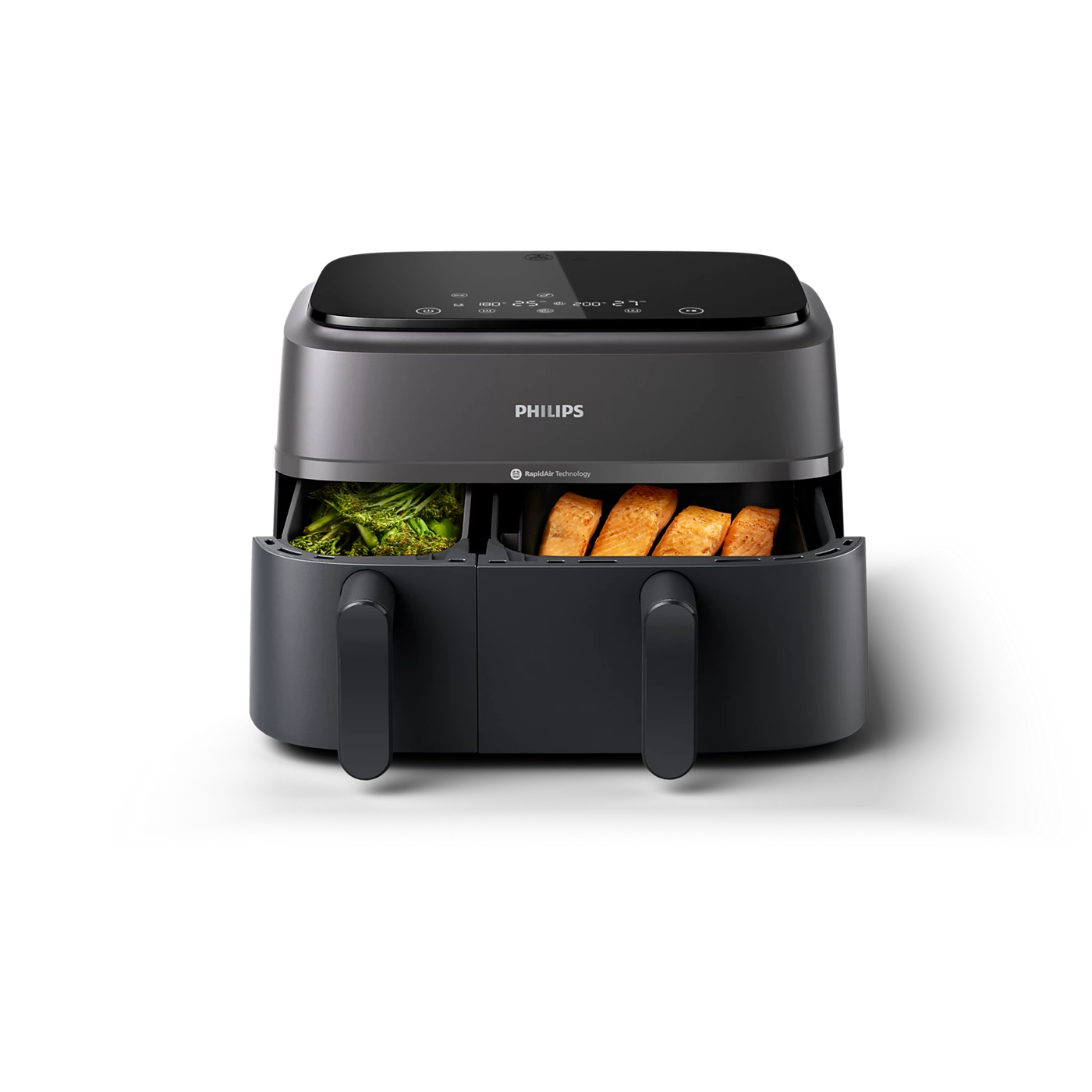 Picture of "Philips Airfryer NA350/00 – Dual Drawer, 9.5 Qt (9L) Capacity *Special Feature Programmable, *Temperature Control,* Timer Product Dimensions *15""D x 17.4""W x 12.3""H*Capacity 9 Liters *Material Plastic"