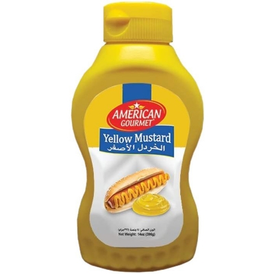 Picture of American Gourmet Yellow Mustard 08 oz. Classic yellow mustard with a bold and tangy flavor. Versatile condiment perfect for sandwiches hot dogs and barbecue dishes.